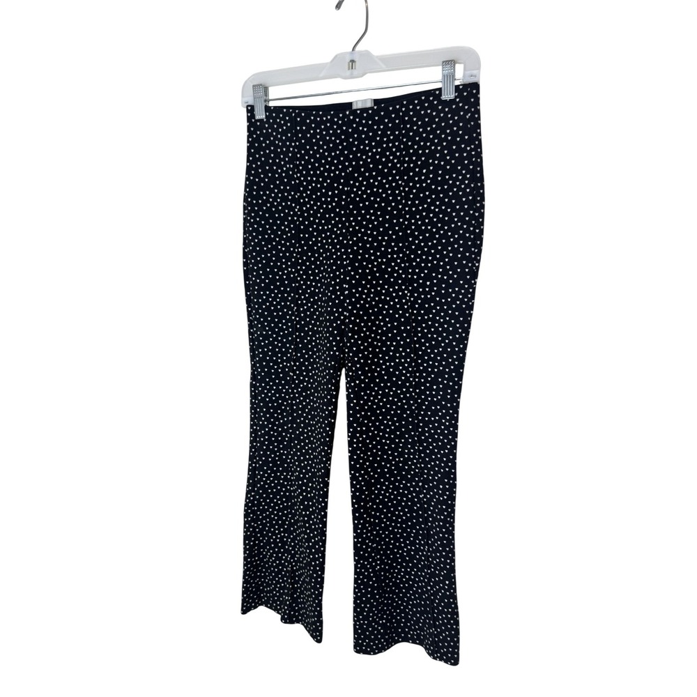 Maeve The Margot Pants Womens XS Black Heart Knit‎ Flare Ankle Stretch Pull On